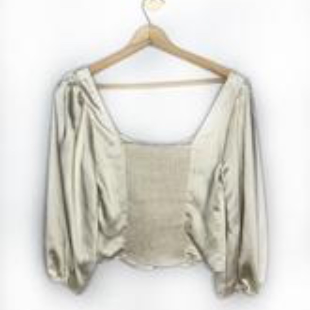 Free People White Satin Blouse - Picture 3 of 4